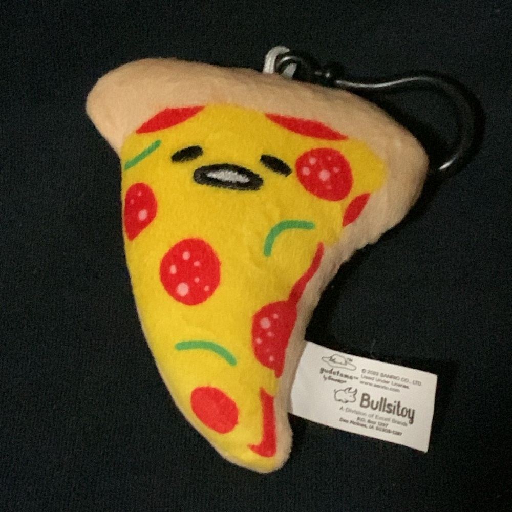 Gudetama Pizza Slice Dangler Snacks Plush Bag Clip